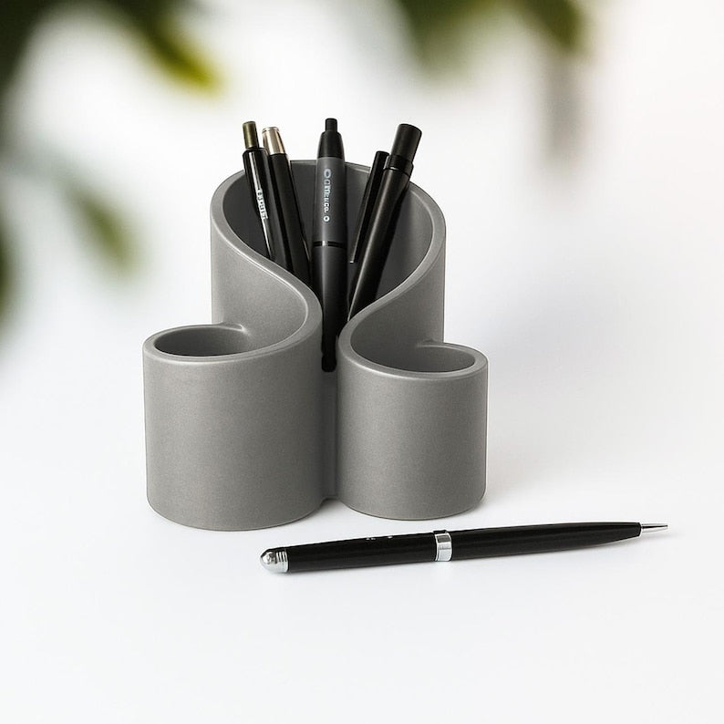 Schreibtisch-Organizer aus Polymergips, Stifte- und Pinselhalter, minimalistische Bürodekoration