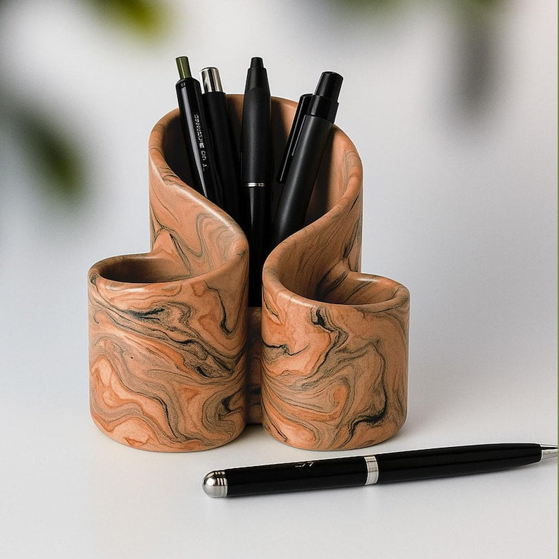 Schreibtisch-Organizer aus Polymergips, Stifte- und Pinselhalter, minimalistische Bürodekoration