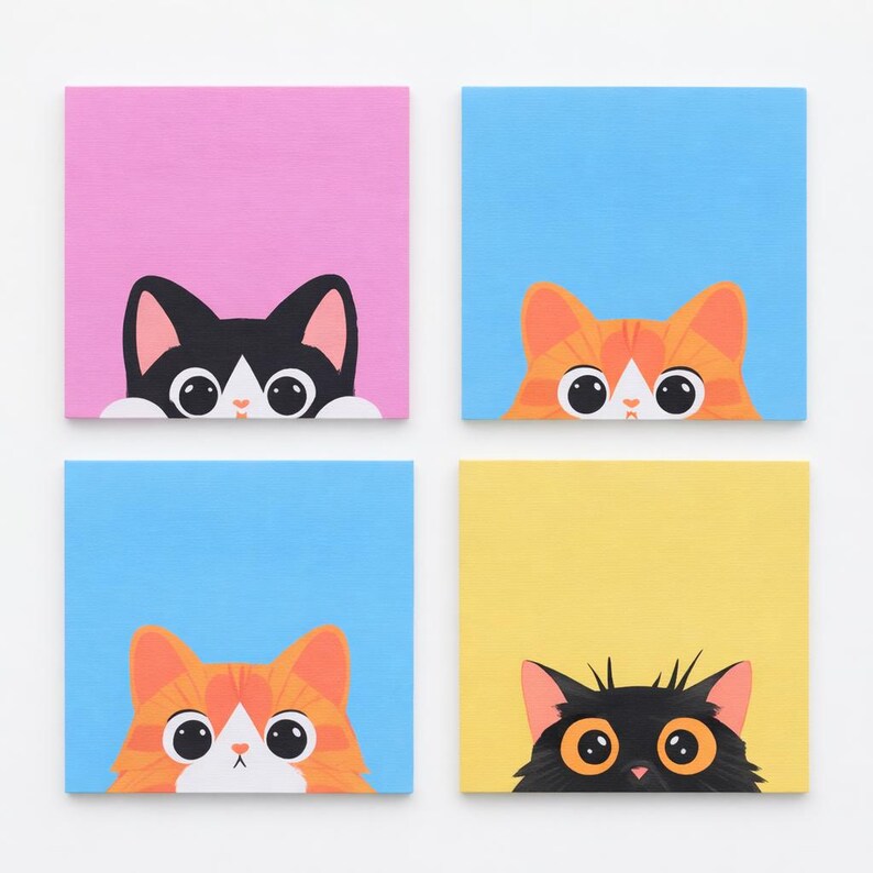 Katzen Sticky Notes Set – 7,62 x 7,62 cm Haftnotizen für Planer, Büro und Journaling