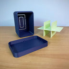 Moderner gerippter Schreibtisch-Organizer – 3D-gedruckter Stiftehalter mit 6 Fächern, Marineblau/Limettengrün, 12,8 x 14,7 x 10 cm