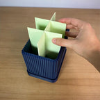 Moderner gerippter Schreibtisch-Organizer – 3D-gedruckter Stiftehalter mit 6 Fächern, Marineblau/Limettengrün, 12,8 x 14,7 x 10 cm