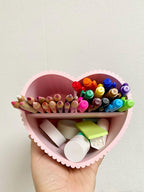 Herz Stiftehalter Schreibtisch Organizer mit mehreren Fächern, 3D-gedruckt, minimalistisch