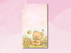 Notizblock mit braunem Bären und Blumen, 8 x 14 cm, 30 Seiten, kawaii Bär Motiv
