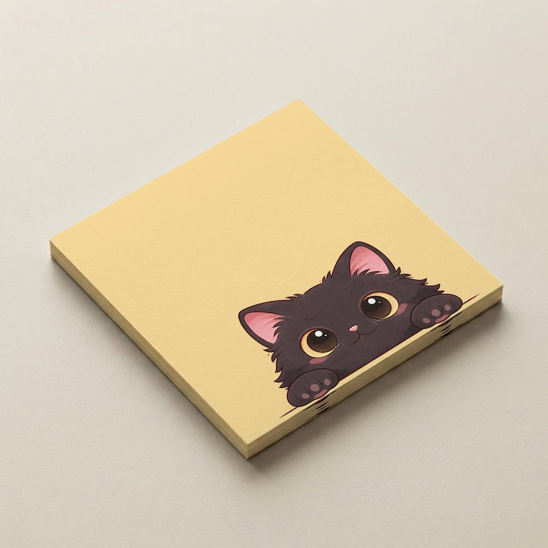 Haftnotizen Katze 76x76 mm, 25 Blatt, süßes Katzenmotiv, Notizzettel für Schreibtisch und Büro