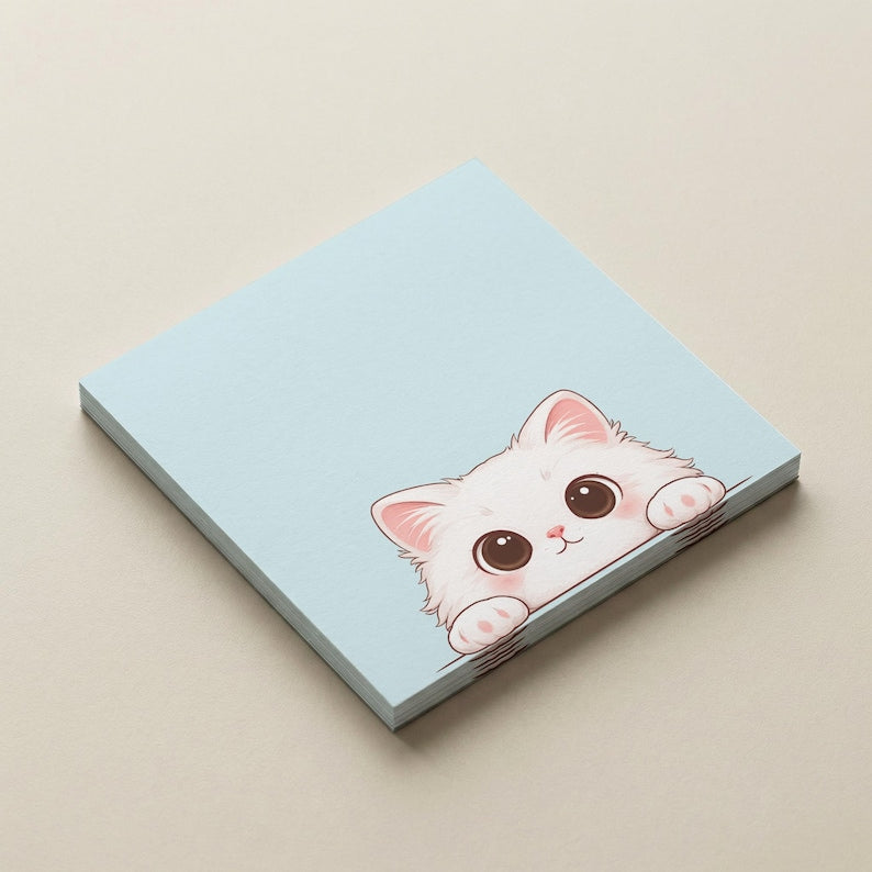 Haftnotizen Katze 76x76 mm, 25 Blatt, süßes Katzenmotiv, Notizzettel für Schreibtisch und Büro