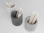 Japandi Stiftehalter 3D-Druck, Minimalistischer Schreibtisch-Organizer, Pen Holder, Büro Deko, 9,1 x 9,1 x 10 cm