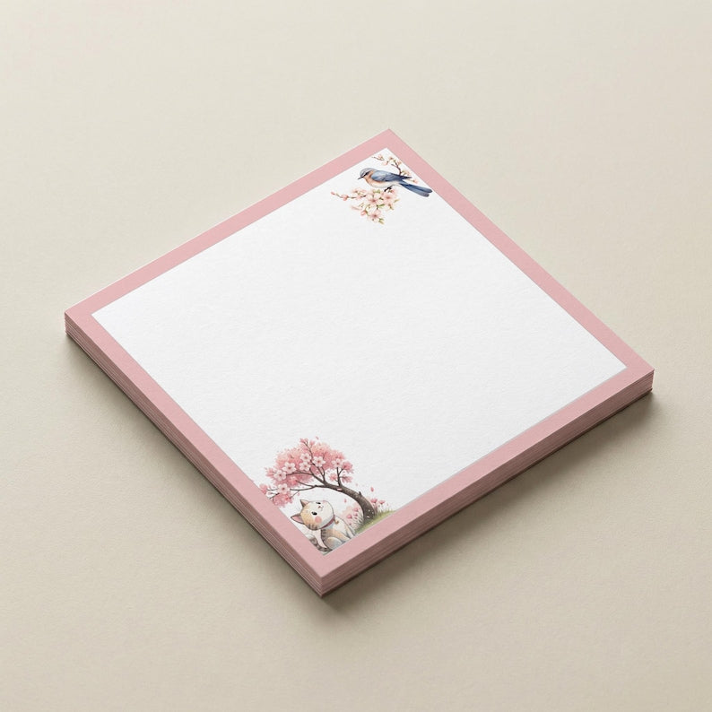 Haftnotizen Katze Kirschblüte 76x76 mm Notizzettel 25 Blatt