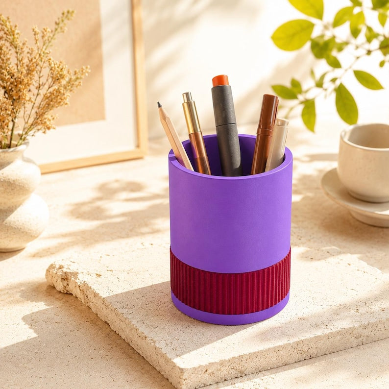 Stiftehalter für Schreibtisch, 2-Farb Design, 28 Farben, PLA, 65 mm, Büro-Organizer