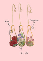 Lesezeichen aus Metall mit floralem Blumenvasen-Design und Initialen-Anhänger, wiederverwendbar für Bücher und Zeitschriften