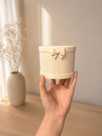3D Gedruckt Schleife Stiftehalter mit Stricktextur, Bleistiftbecher, Schreibtisch Organizer, Büro Dekor, Geschenk für Lehrer