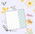 Post-it Notizblock Seigaiha Wellenmuster mit Gitterlinien, 3 x 3 cm, 50 Blatt, Blau