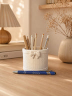3D Gedruckt Schleife Stiftehalter mit Stricktextur, Bleistiftbecher, Schreibtisch Organizer, Büro Dekor, Geschenk für Lehrer