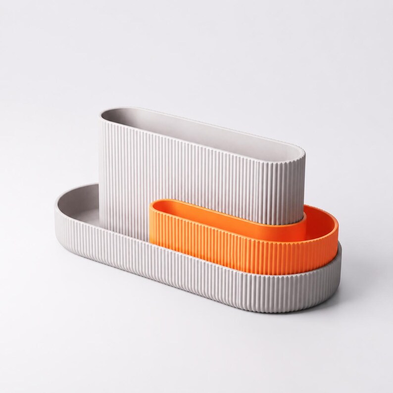 Modularer Schreibtischorganizer aus PLA-Kunststoff, minimalistisch, mit 2 herausnehmbaren Einsätzen