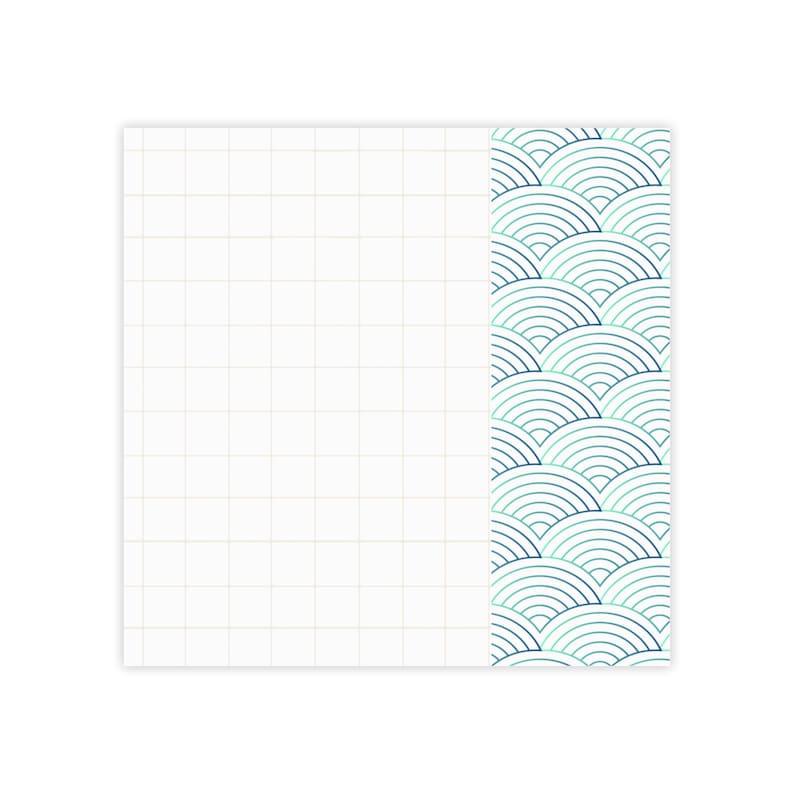Post-it Notizblock Seigaiha Wellenmuster mit Gitterlinien, 3 x 3 cm, 50 Blatt, Blau