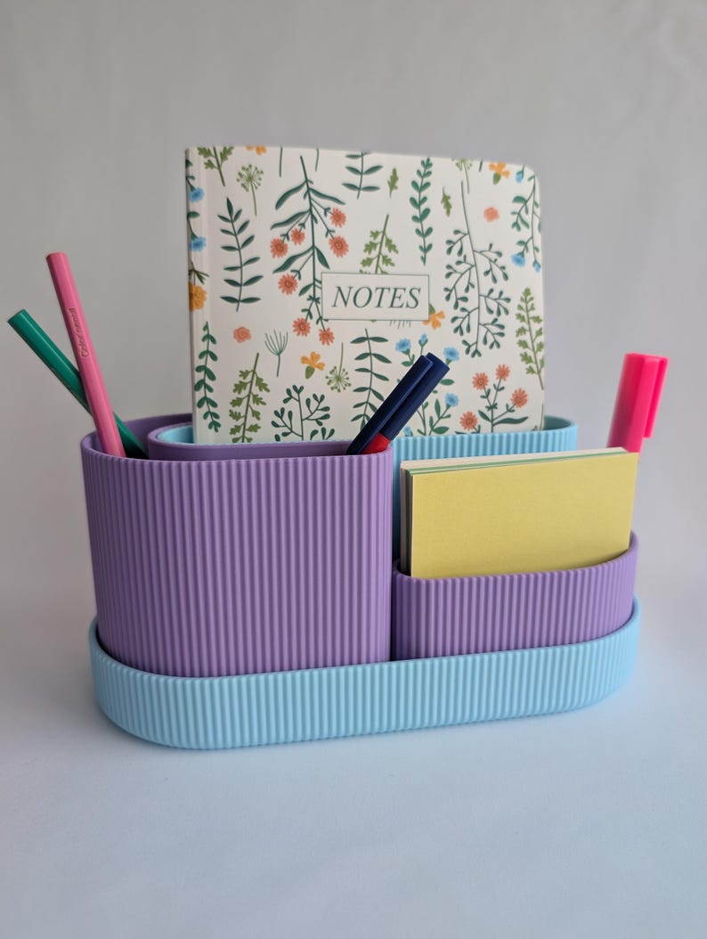 Modularer Schreibtischorganizer aus PLA-Kunststoff, minimalistisch, mit 2 herausnehmbaren Einsätzen