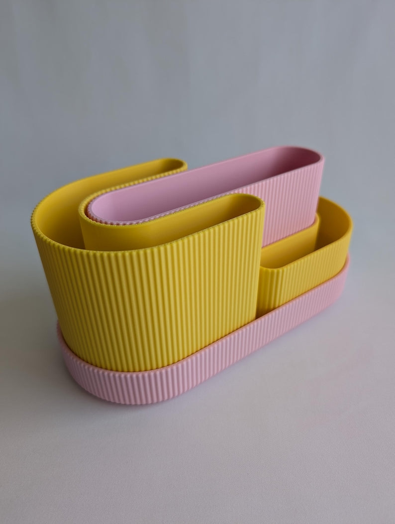 Modularer Schreibtischorganizer aus PLA-Kunststoff, minimalistisch, mit 2 herausnehmbaren Einsätzen