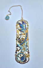Lesezeichen aus Metall mit Schmetterlings- und Blumenmotiv, Initialenanhänger, elegantes Lesebändchen für Bücherliebhaber