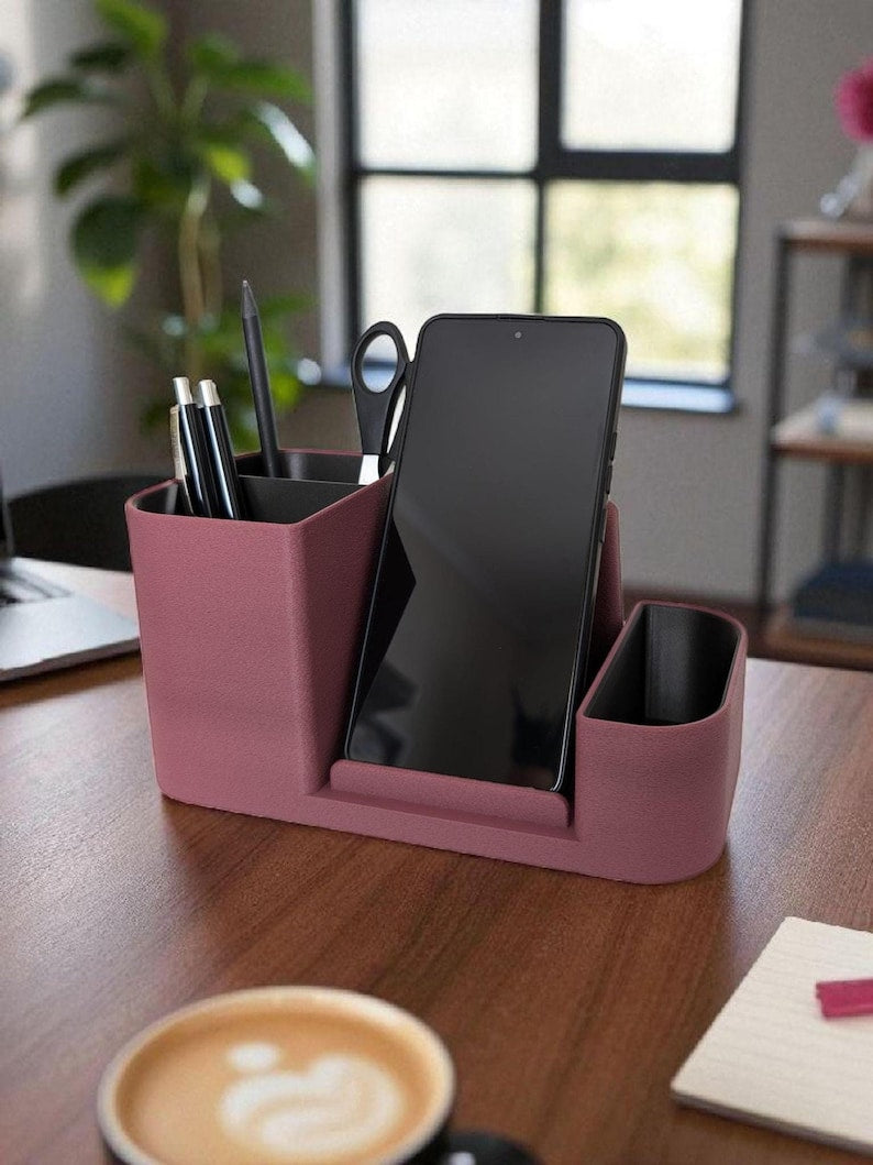 Schreibtisch Organizer mit Smartphone-Halter, Stiftehalter, Büro Aufbewahrung, 3D-Druck