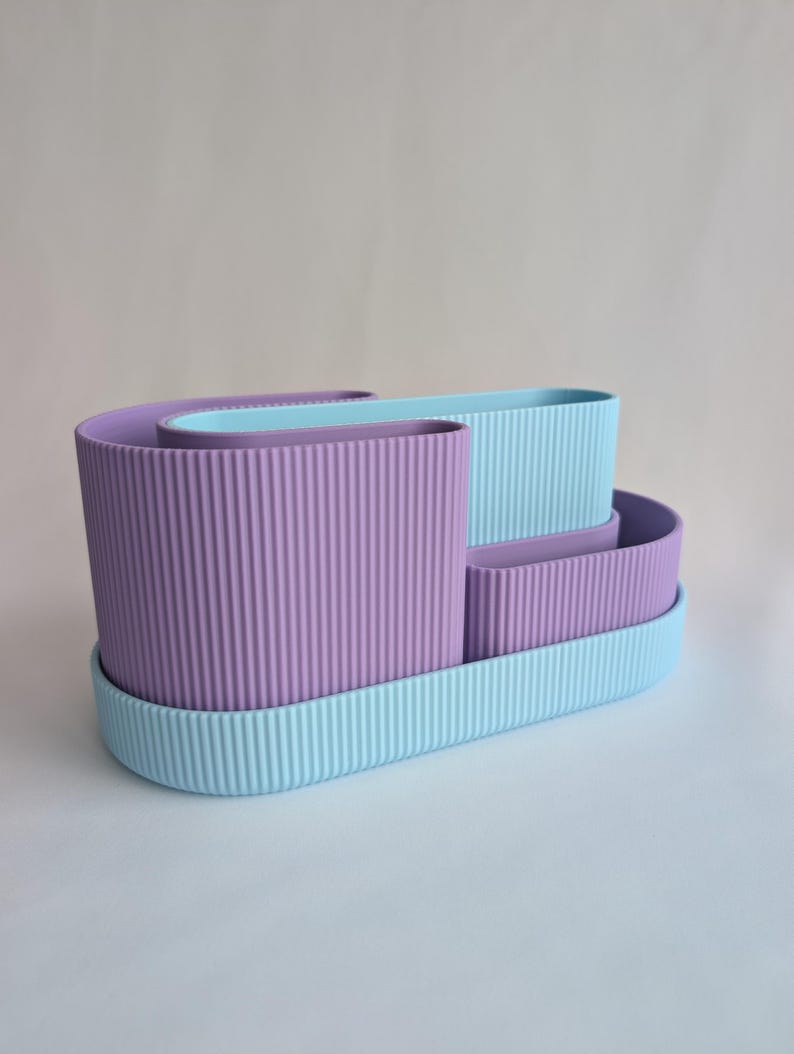 Modularer Schreibtischorganizer aus PLA-Kunststoff, minimalistisch, mit 2 herausnehmbaren Einsätzen