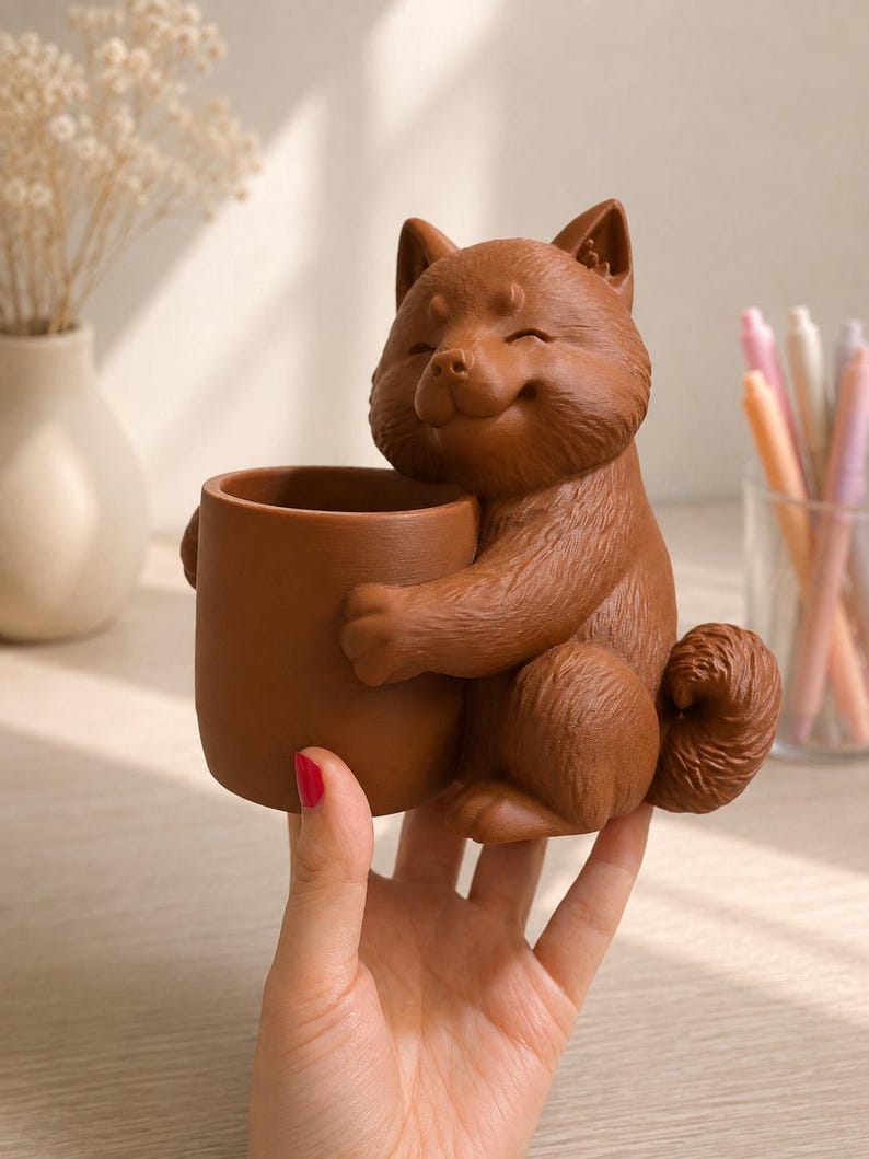 Shiba Inu Stiftehalter, 3D-gedruckter Schreibtischorganizer, Hunde-Stiftebecher, Bürodekoration, 16 cm