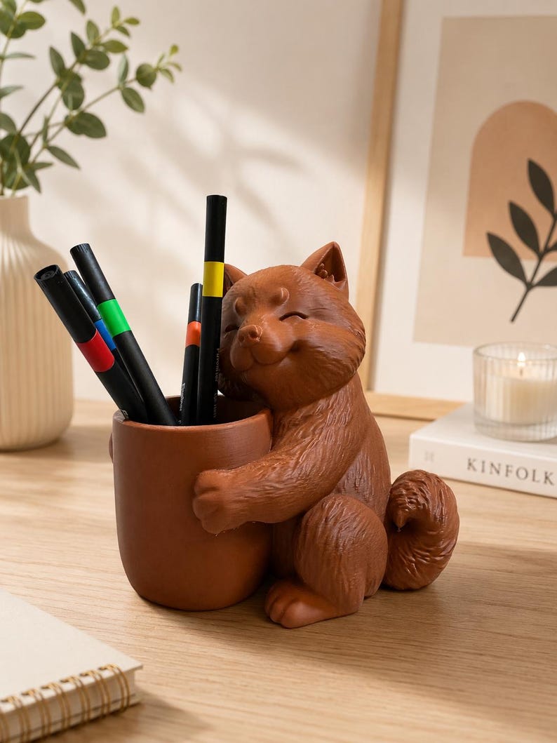 Shiba Inu Stiftehalter, 3D-gedruckter Schreibtischorganizer, Hunde-Stiftebecher, Bürodekoration, 16 cm