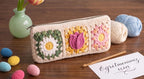 Gehäkeltes Federmäppchen mit Blumenmuster, quadratisches Federmäppchen aus Baumwollgarn