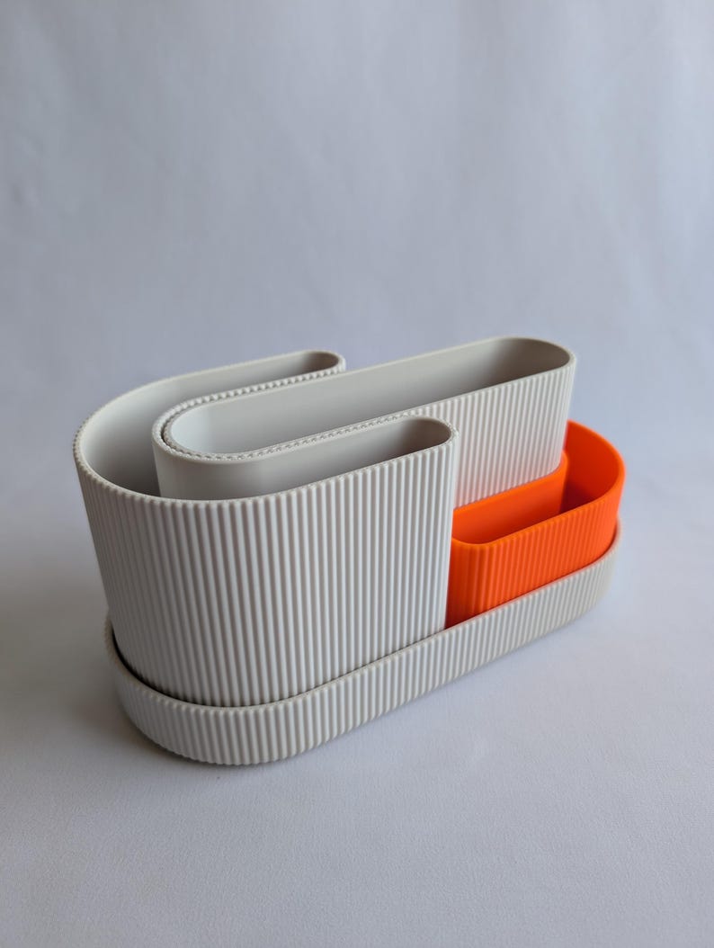Modularer Schreibtischorganizer aus PLA-Kunststoff, minimalistisch, mit 2 herausnehmbaren Einsätzen