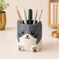 Stiftehalter Katzenform Grau 3D-gedruckter Schreibtisch-Organizer für Stifte, Pinsel und Bürobedarf