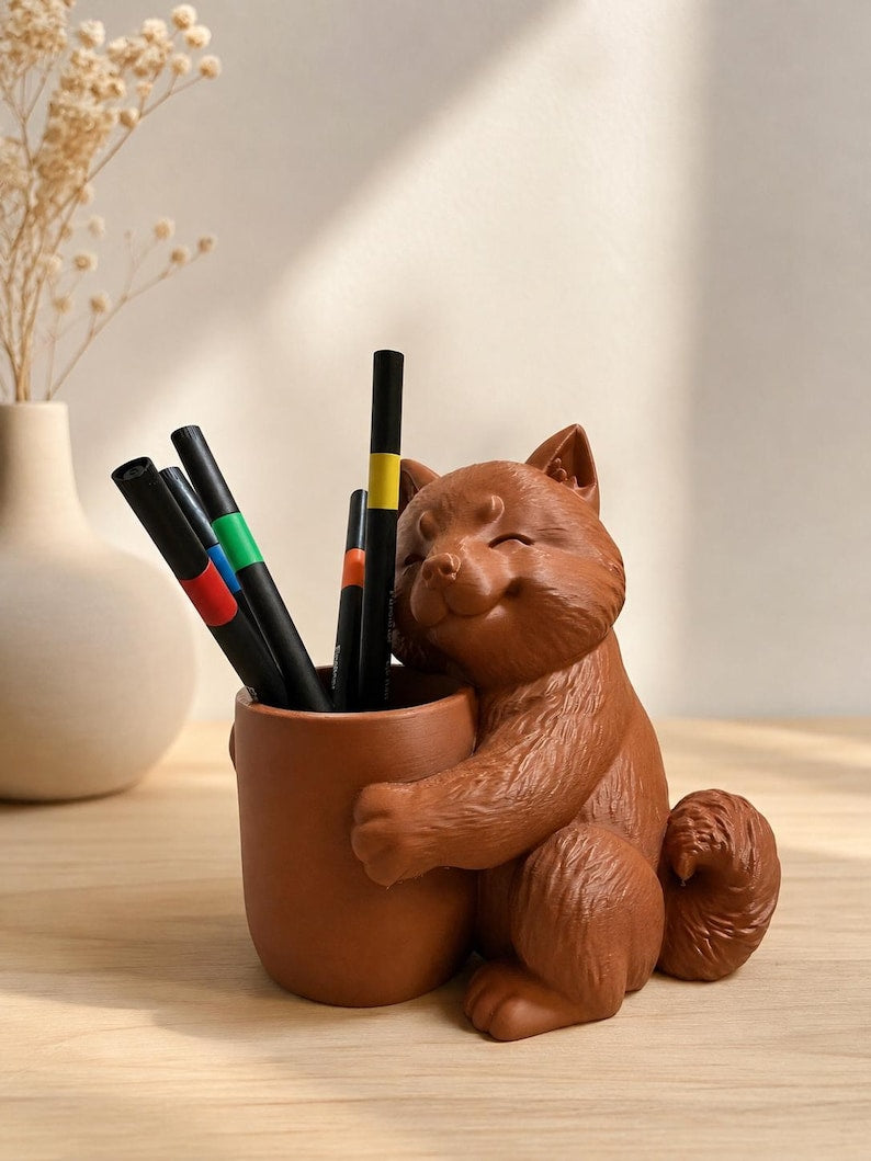 Shiba Inu Stiftehalter, 3D-gedruckter Schreibtischorganizer, Hunde-Stiftebecher, Bürodekoration, 16 cm
