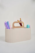 Minimalistischer Stiftehalter mit Tragegriff, Schreibtisch-Organizer mit mehreren Fächern, 216 x 111 x 140 mm