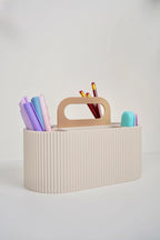 Minimalistischer Stiftehalter mit Tragegriff, Schreibtisch-Organizer mit mehreren Fächern, 216 x 111 x 140 mm
