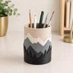 Handbemalter Stiftehalter in Bergform, 3D-gedruckter Schreibtisch-Organizer, Stiftebecher für Büro und Schreibtisch