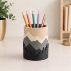 Handbemalter Stiftehalter in Bergform, 3D-gedruckter Schreibtisch-Organizer, Stiftebecher für Büro und Schreibtisch