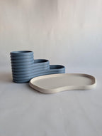 Dreistufiger Schreibtisch-Organizer, Stiftehalter, Bleistiftablage, Büroaufbewahrung, 3D-gedruckt, minimalistisch, Grau