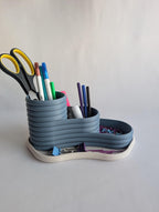 Dreistufiger Schreibtisch-Organizer, Stiftehalter, Bleistiftablage, Büroaufbewahrung, 3D-gedruckt, minimalistisch, Grau