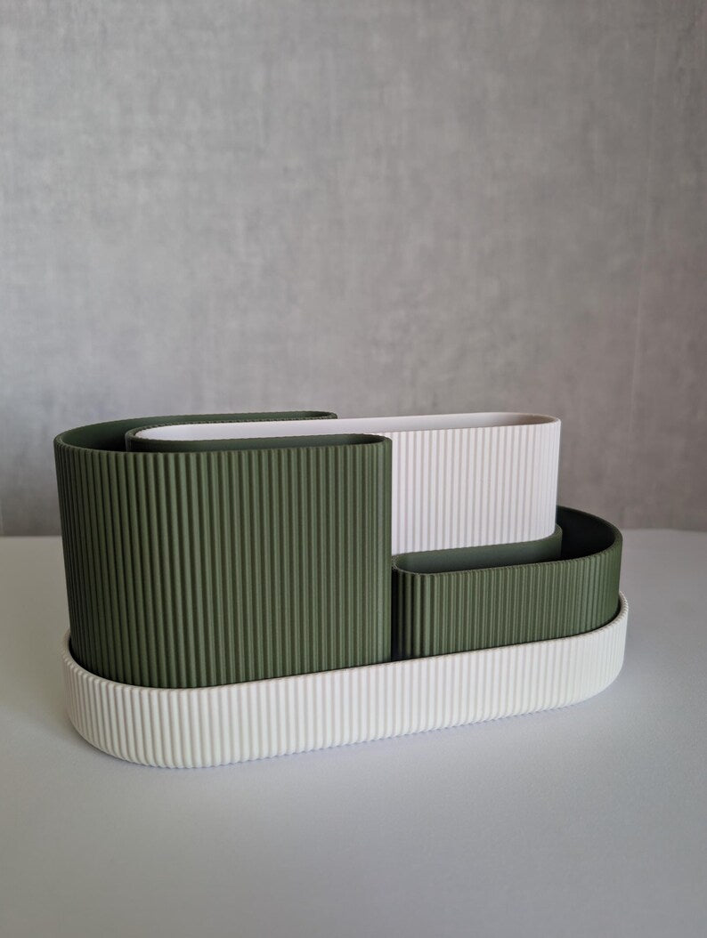 Modularer Schreibtischorganizer aus PLA-Kunststoff, minimalistisch, mit 2 herausnehmbaren Einsätzen