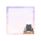 Haftnotizen mit schwarzem Katzen-Rastermuster (3 x 3 Zoll) – Lavendelfarbener Notizblock mit 50 Blatt