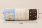 Patchwork Federmäppchen mit Spitze, gesteppter Stiftehalter, Schreibwaren-Organizer, Blau Creme Braun, Reißverschluss