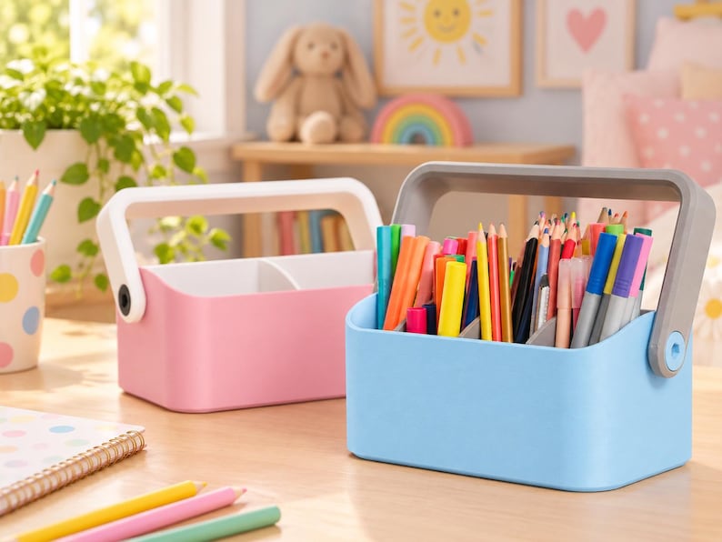 Stiftehalter Aufbewahrungs Caddy mit Fächern – 3D Druck Schreibtisch – Büro, Schule, Homeoffice